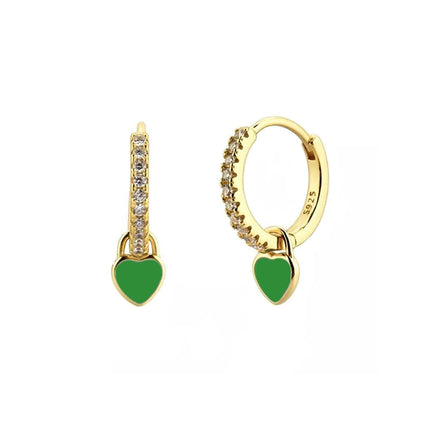 Cross-Border European and American Style Ins-Style Heart-Shaped Earrings with Colorful Zircon, Light Luxury, High-End Fashion and Elegant Earrings