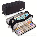 Oxford cloth double-open pencil case [black]