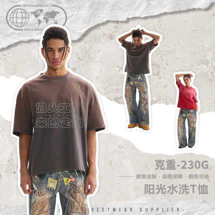ETAI Men's Wear | Cross-border Tide Brand high quality Pure Cotton Short-sleeved Men's T-shirt Gradient Street Style Spray Horse Men's Short-sleeved
