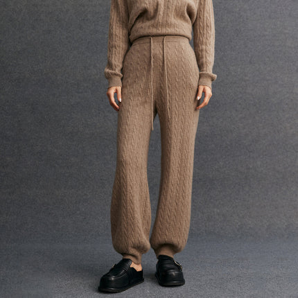 Autumn and Winter Versatile Cashmere Women's Fashion Casual New Simple Urban Cable Cashmere Pants Sweatpants Retro Style