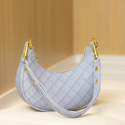 Fashion Women's Bags Wholesale 2026 Summer Denim Crescent Bag Versatile Crossbody Baguette Bag Stylish Underarm Crescent Bag