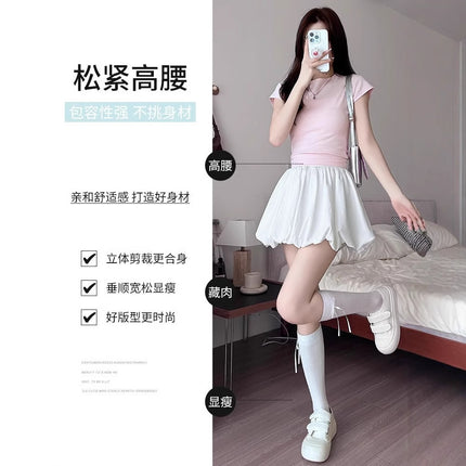 White Plaid Flower Bract Skirt Women's 2025 Spring and Summer Small High Waist Anti-Glow Pop Skirt Skirt