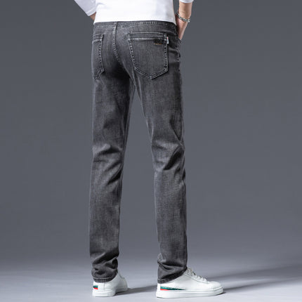 2024 spring new men's light business jeans men's fashion men's jeans small straight pants