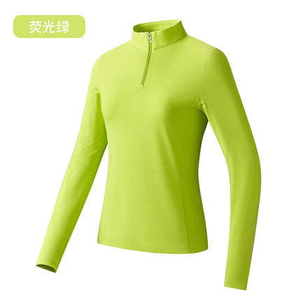 7A Antibacterial Half-Zip Stand-Up Collar Fleece-Lined Sweatshirt for Men and Women Far Infrared Heating Casual Sports Elastic Quick-Drying T-Shirt