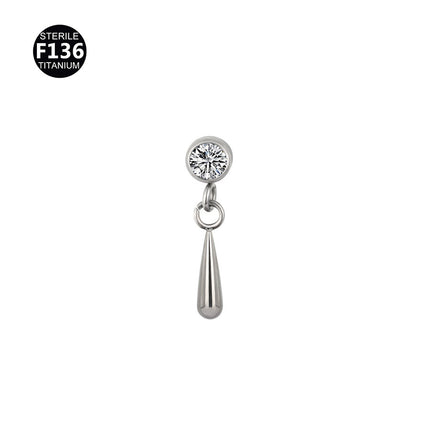 New pendant lip nail 0.9 teeth F136 titanium alloy moon lightning cone lip nail ear bone nail tragus 5A zircon
