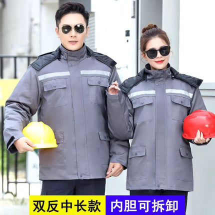 Winter Cotton Workwear Autumn and Winter Stain-Resistant Tops with Removable Lining Anti-Static Labor Protection Clothing Manufacturer Wholesale Workwear