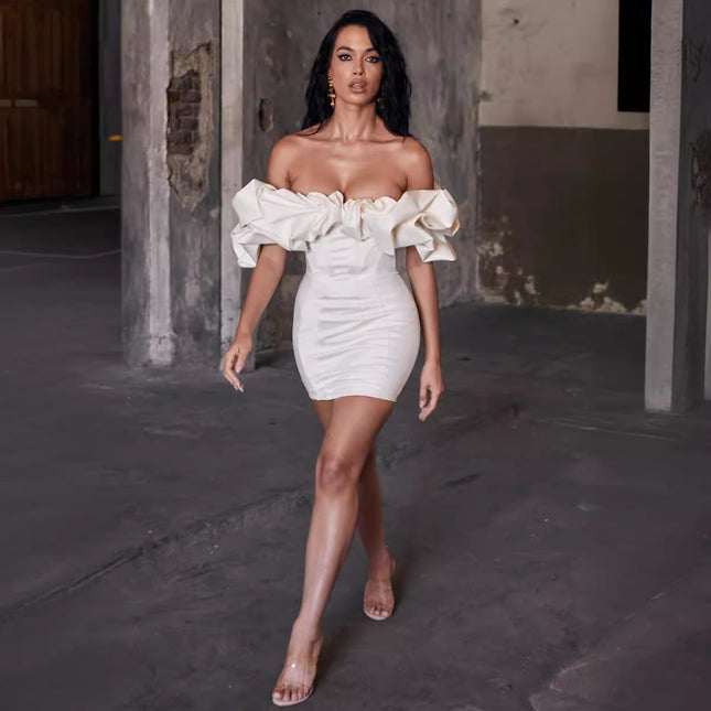 New Hot Selling Ebay Aliexpress Pure Color Tube Top Off-Shoulder Slim Dress