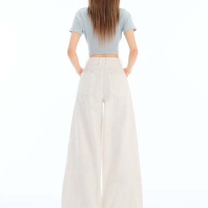 White Machete Tooling Jeans 2025 New Spring High Waist Loose Sycamore Wide Leg Pants