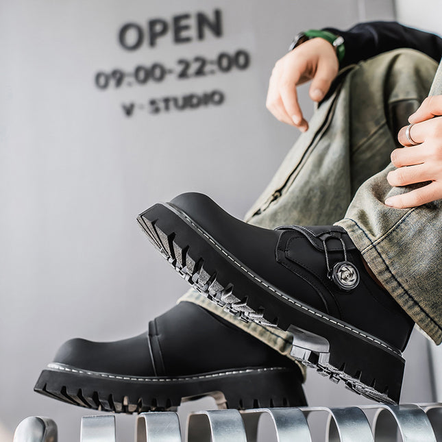 Spring men's shoes work shoes new business waterproof black tooling shoes chef shoes men Korean thickness board shoes wholesale