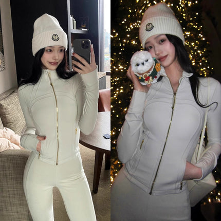 Lulu Same Yoga Clothing Women's Defina Top Fitness Jacket Spring Sports Jacket Scrub Hooded Sun Protection Clothing