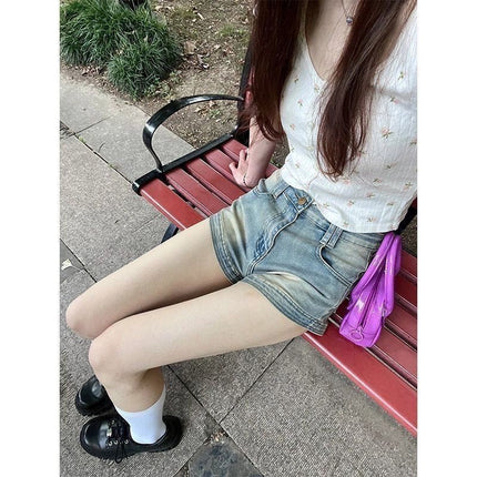 American Retro High Street Petite Shorts Hot Girl Washed Slimming Summer Denim High-Waisted Versatile New Hot Pants
