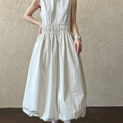 Luxi French Design Pleated Stitching Waist Skirt Women's Spring and Summer New Puffy Bud Vest dress 3566