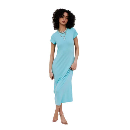 2024 New Summer Hot Product Amazon Best Selling Pure Color Sexy Short-Sleeved Slim Hip-Hugging Dress for Women