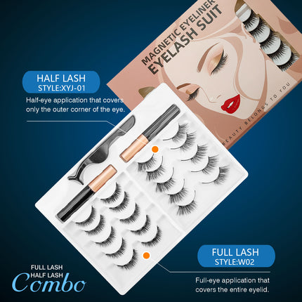 Wholesale magnetic eyeliner false eyelashes magnet false eyelashes 3D three-dimensional net red magnetic false eyelashes 3 pairs of suit