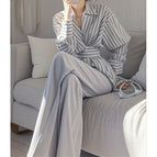 Gray striped top / S