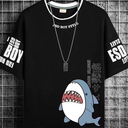 Summer Big Boy Short-Sleeved T-Shirt 2021 Men's Clothing T-Shirt Junior High School and High School Student Fat Boy Half-Sleeved Trendy