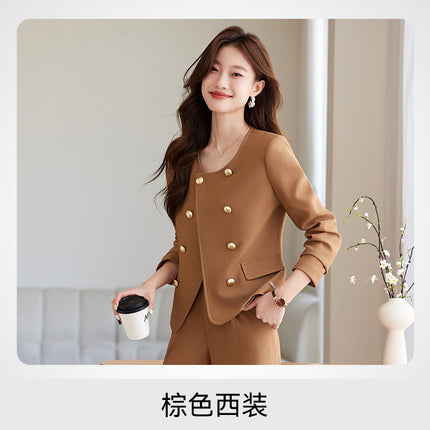 Xiao Xiang style wide leg pants suit 2024 autumn new pea green fashion commuter versatile stylish women's suit tide