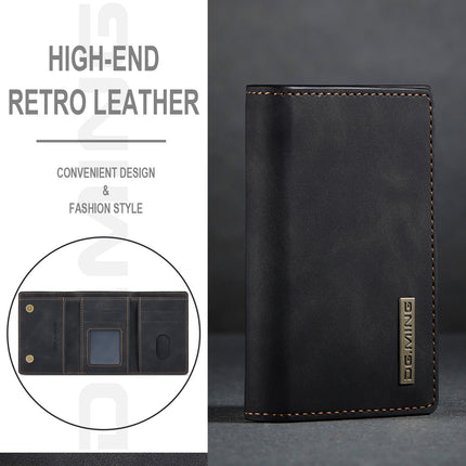 DG.MING Large Capacity Trifold Wallet Retro PU Wallet Card Bag Multifunctional Magnetic Small Wallet Clutch Black