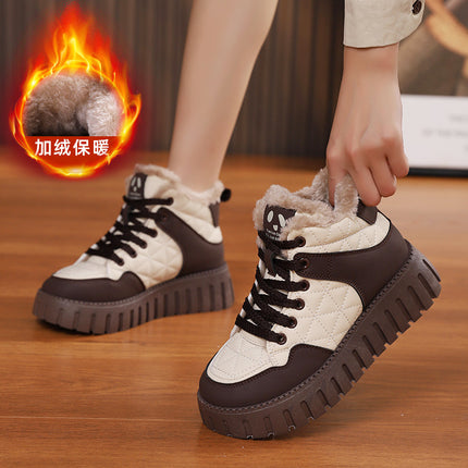 High-Top Dad Shoes for Women, 2026 Winter New Model, Sports Shoes for Students, with Added Fleece and Thickened Cotton Shoes, Kt2512-2