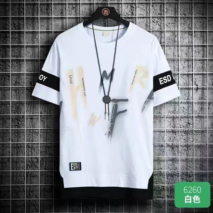 Teenager Short-sleeved T-shirt Men's 2024 New Summer Loose Fashionable All-match Half-sleeved Handsome Junior High School Students Big Boy