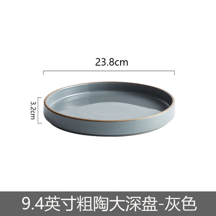 Ceramic Straight Plate Flat Bottom Deep Plate Soup Plate Japanese Seafood Plate Dish Plate Dessert Plate Nest Plate Simple Salad Bowl