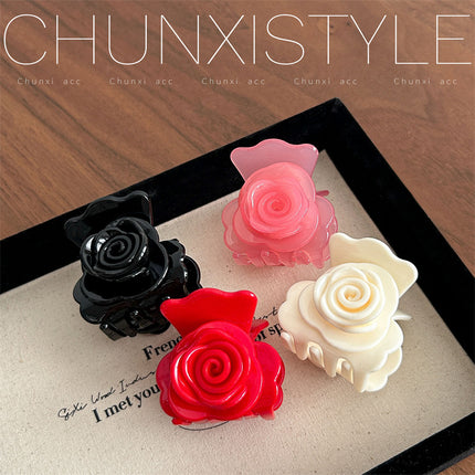 Double-Sided Rose Flower Hairpin ~ Korean France Elegant Medium Ponytail Clip Hair Clip French Shark Clip