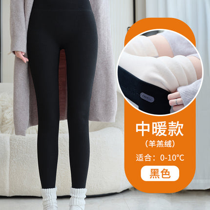 Leggings Winter Fleece-Lined Outer Wear 2025 New Pure Threaded Cotton Thickeneded Cashmere Women's High Waist Gray Thermal Pants