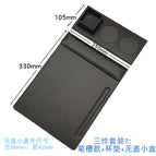 Black three-piece set 7: Pen slot + Coasters + uncovered box