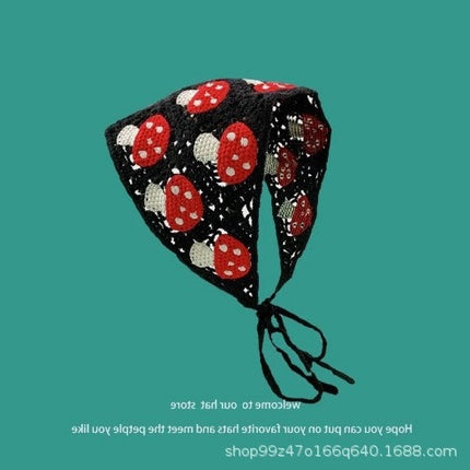 Hot Girl Internet Celebrant Photo Flower French Style Triangle Scarf Headscarf Women's Cute Knitted Hair Band Silk Scarf High-grade Headwear Summer