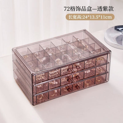 Transparent Jewelry Storage Box Multi-Layer Large-Capacity Ring Earrings Necklace Bracelet Household Internet Celebrity Drawer-Type Jewelry Box