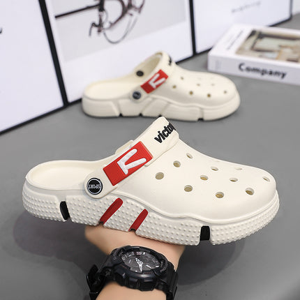New Large Size Foreign Trade Men's Clogs Garden Shoes Soft Sole Hollow Closed-Toe Casual Sandals for Outdoor Beach Trendy Men's Shoes