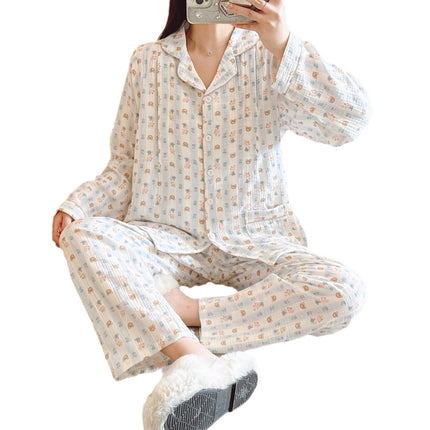 New crepe plus size cotton confinement clothing soft and comfortable sweat-absorbent breathable maternity pajamas