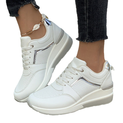 Women's Sports Casual Shoes European and American New Fashion Wedge Thick Sole Casual Sports Women's Single Shoes 43 Large Size Wholesale