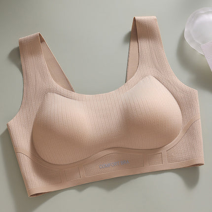 Striped Jelly Glue Underwear for Women with Wide Shoulder Straps, Nude Feeling, Anti-Sagging, Breast-Retracting Bra, Push-Up, No Rims, Can Be Shipped on Behalf of Others