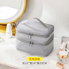 [gray double layer] mesh cosmetic bag