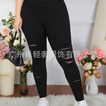 Cross-border Europe and the United States solid color hole tight leggings