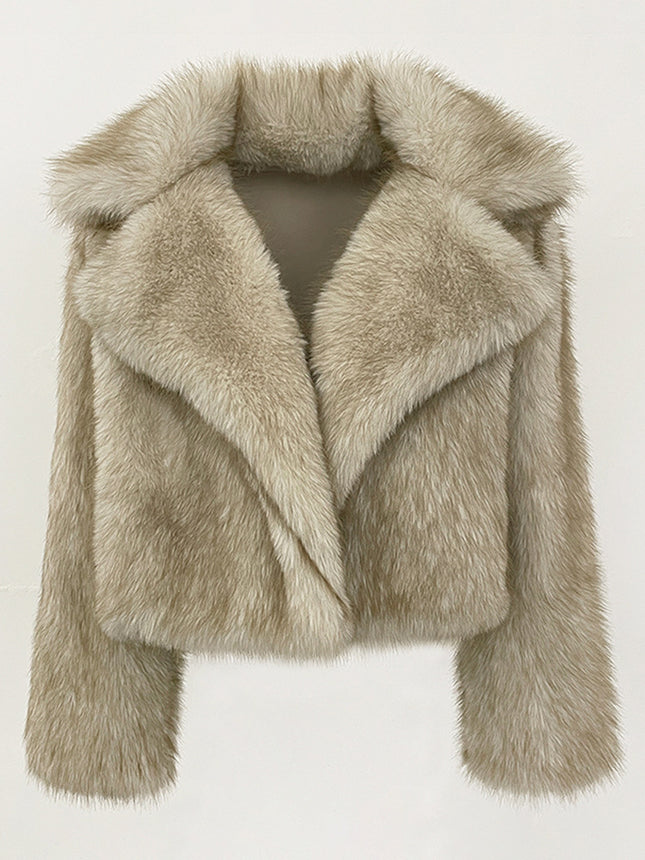 Cross-Border European and American Style Winter Suit Collar Imitation Fur Short Fashion Imitation Fox Fur Coat for Women Simple and Environmentally Friendly