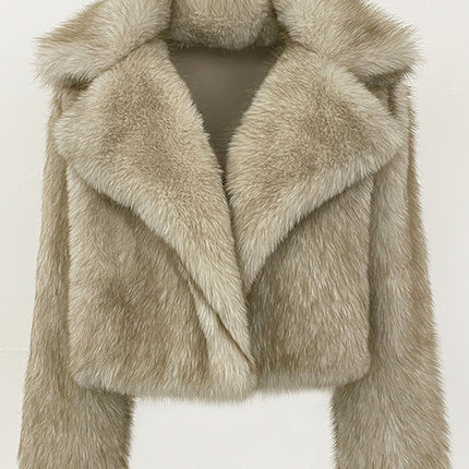 Cross-Border European and American Style Winter Suit Collar Imitation Fur Short Fashion Imitation Fox Fur Coat for Women Simple and Environmentally Friendly