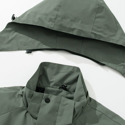 Couple Monomer Charge Clothes Women's Spring and Autumn Outdoor Windproof Waterproof Fashion Removable Hat Jacket Jacket Men's 66089N