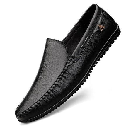 Men's Leather Shoes, Business Bean Shoes, Toe-Layer Cowhide Lazy Shoes, Slip-On Casual Leather Shoes, Loafers, Slip-Ons