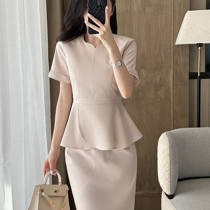 Summer Business Wear Short-sleeved Suit suit Women's Dress Slim-fit Temperament Hotel Front Desk Sales Department Jewelry Store Work Clothes