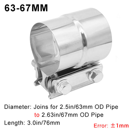 Automobile exhaust pipe clamp butt pipe clamp muffler modification 51 57 63 70 76mm Universal 304 stainless steel