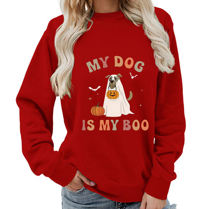 Amazon Cross-border Foreign Trade Source my dog Printed Round Neck Women's Jacket Sweatshirt Jacket Casual Loose European Size