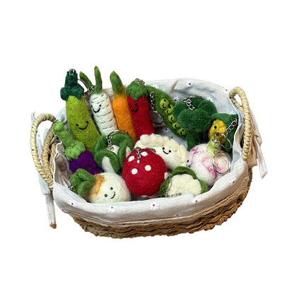 Nepalese Handmade Wool Felt Finished Vegetable and Fruit Bag Pendant Cute Bread Keychain Creative Decoration