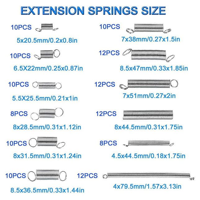 Cross-border hot 200PC spring set tension spring compression spring suit hardware spring accessories suit