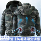 C multi-pocket hooded air-conditioned suit, green flower pattern, accessories not included / 165