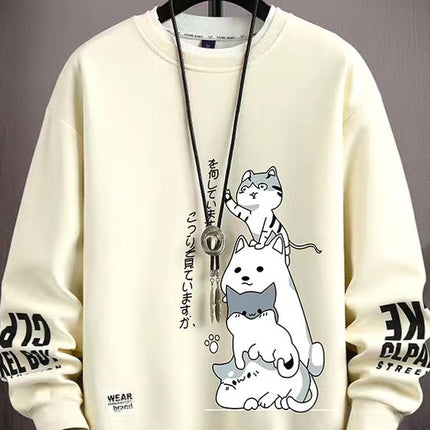 Spring and Autumn New Sweatshirt Men's Loose Trendy Brand Youth Student Long-Sleeved Bottoming Shirt Couple Wear Round Neck Top
