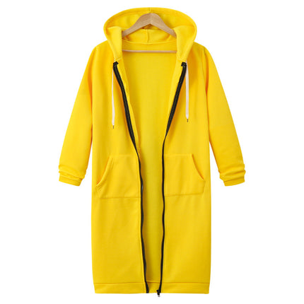 AliExpress Ebay Amazon Autumn and Winter Women's European and American Hooded Long Sleeve Long Sweater Fleece Zipper Coat Women