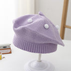 Small white ball beret-purple / 3-48 months