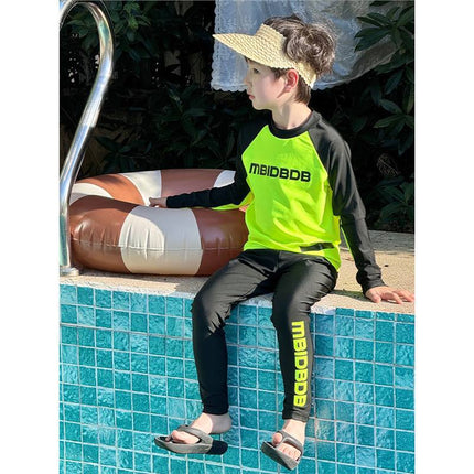 Boys' Swimwear 2025 New Model, Two-Piece Professional Long-Sleeve Children's Summer Quick-Dry Swim Trunks Swimming Set